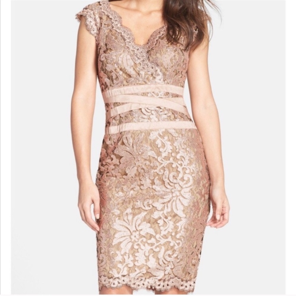 Tadashi Shoji Paillette Embroidered Lace Dress 6
